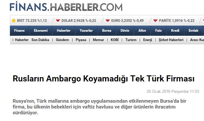 Единственная турецкая фирма не попавшая под санкции