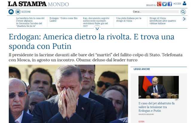 Америка поддерживает мятеж, считает Эрдоган и ищет поддержки у Путина