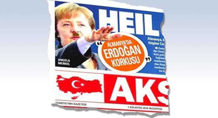 Газета AKŞAM изобразила Меркель в виде Гитлера