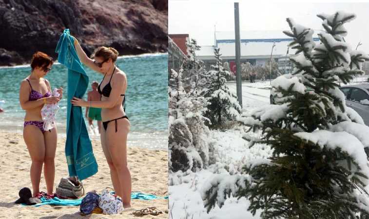 В Анталии — полные пляжи, в Карсе — уборка снега