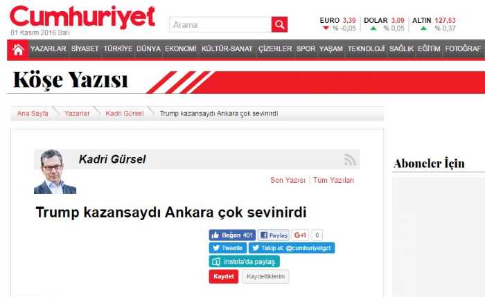 Анкара была бы очень рада победе Трампа