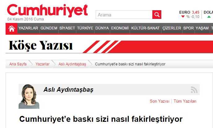 Как давление на Cumhuriyet вас разоряет