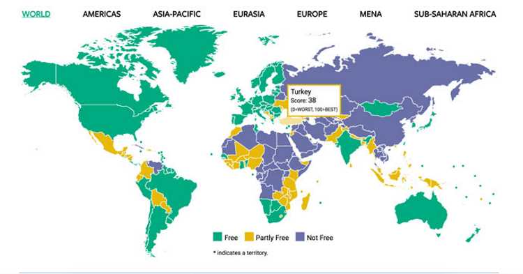 Freedom House: Турция потеряла больше всех в 2016 году