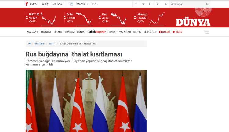 Ограничение импорта российской пшеницы