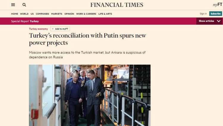 Примирение Турции с Путиным стимулирует новые проекты