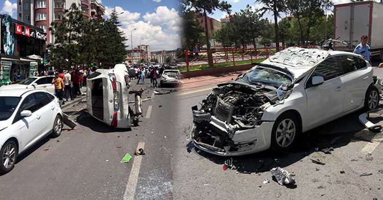 Городской автобус протаранил 5 автомобилей