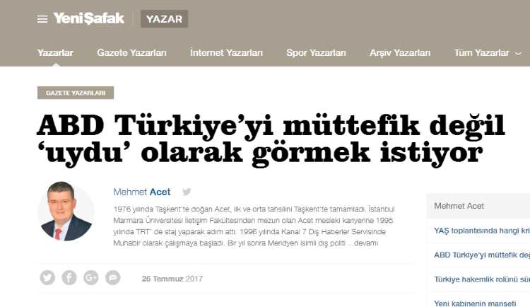 США хотят видеть в Турции не союзника, а «сателлита»