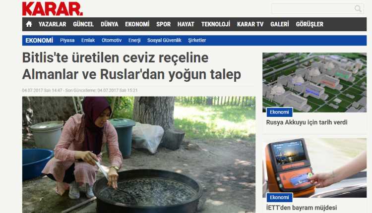 Ореховое варенье из Битлиса популярно у немцев и русских