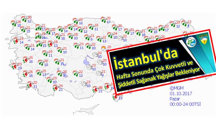 Турцию ожидают выходные с ливнями и грозами