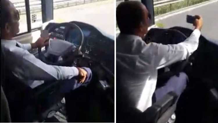 Курение и селфи за рулем рейсового автобуса