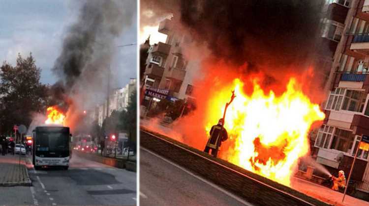 Городской автобус сгорел на глазах у пассажиров