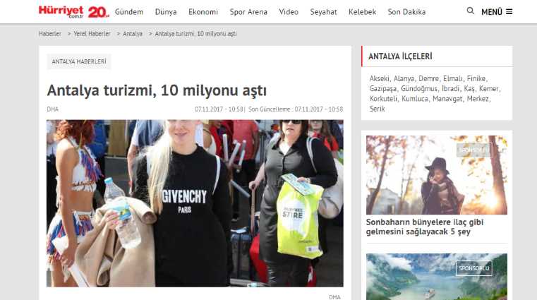 Туризм Антальи превысил десять миллионов