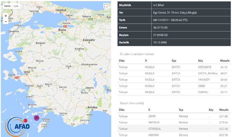 Мугла почувствовала утром 4,5 балла