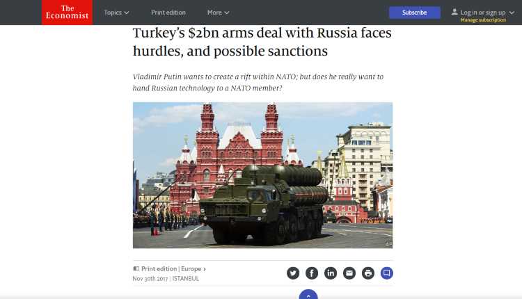 Сделка между Россией и Турцией может столкнуться с санкциями
