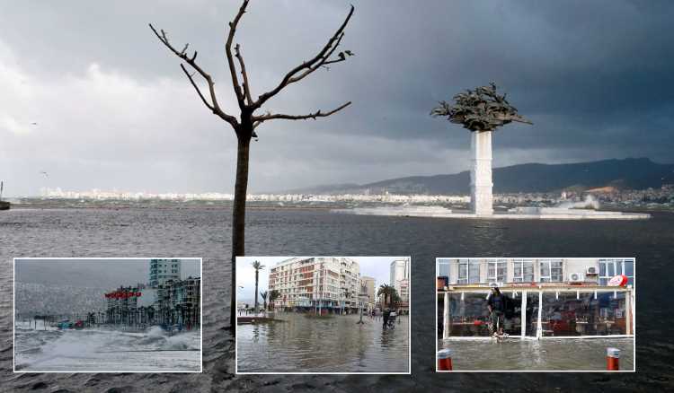 Шторм выгнал море на набережную Измира