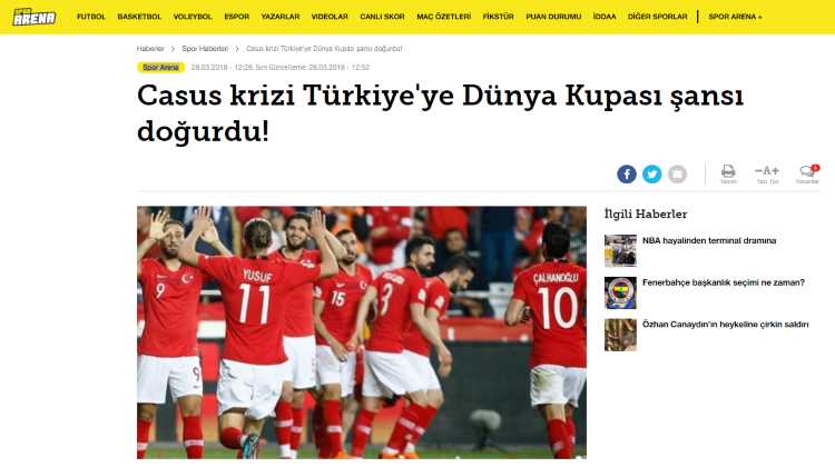 Кризис вокруг шпиона подарил Турции шанс попасть на ЧМ