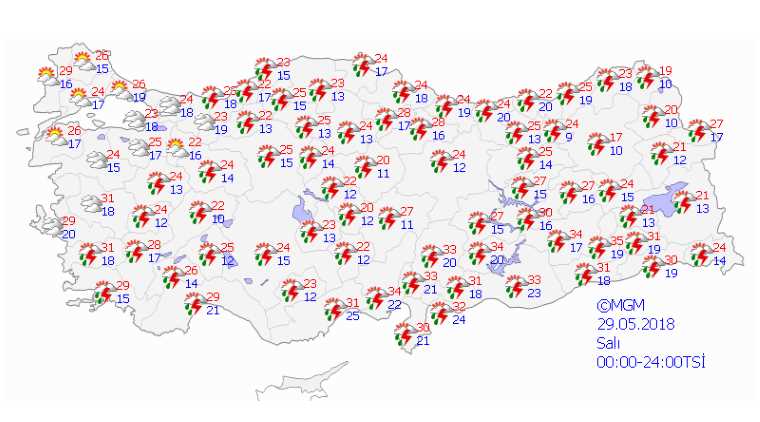 Май прощается с Турцией ливнями и грозами