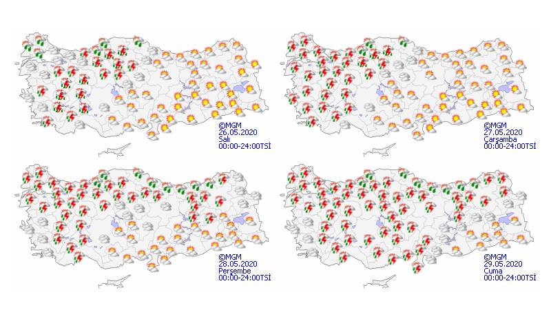 По всей территории Турции ожидаются дожди