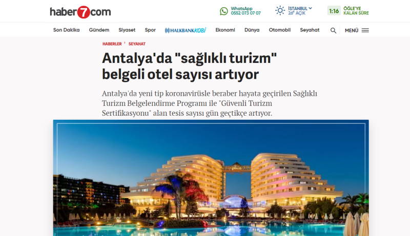 В Анталье растет число отелей с сертификатом «Здоровый туризм»