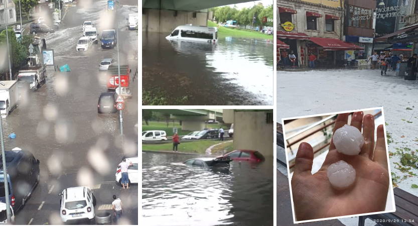 Стамбул не ожидал такого дождя с градом