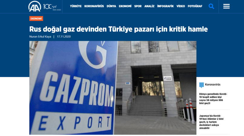 Критический ход российского газового гиганта относительно турецкого рынка