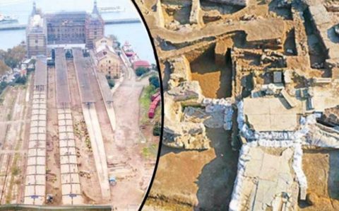 Руины храма на месте перронов вокзала Стамбула