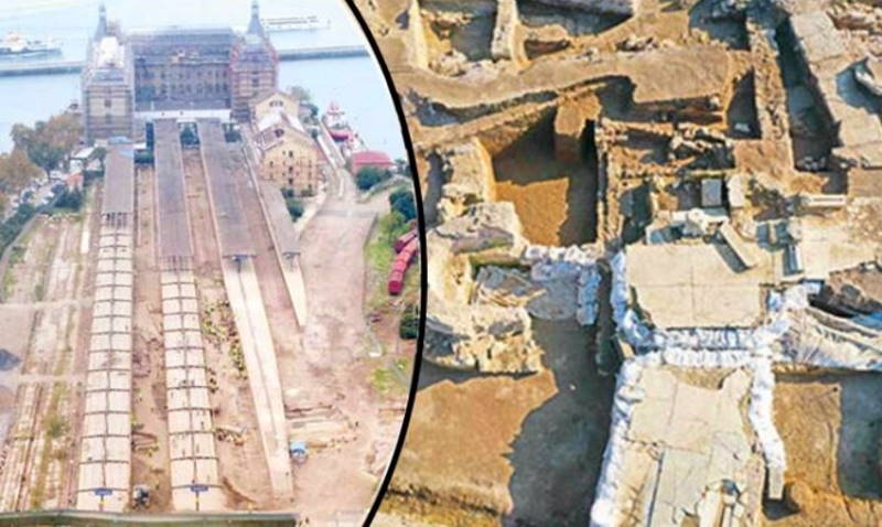 Руины храма на месте перронов вокзала Стамбула