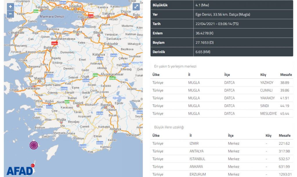 Побережье Муглы снова трясет