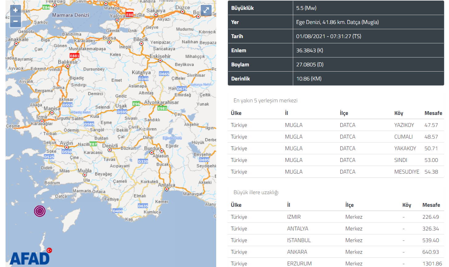 Землетрясение 5,5 балла потрясло утром турецкие курорты