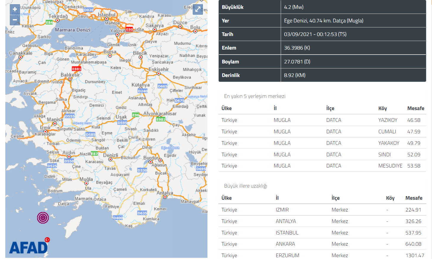 Муглу ночью потрясло землетрясение