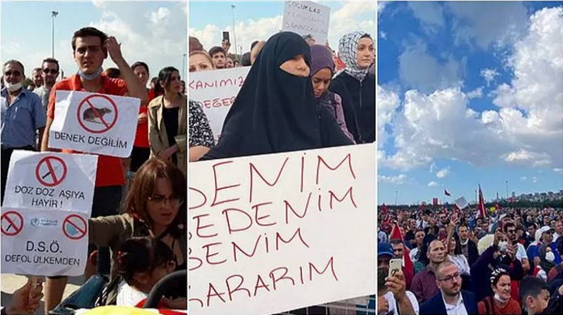 В Стамбуле прошел протест против вакцинации и «пландемии»
