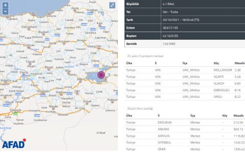 4,1 балла потрясли вечером восток Турции
