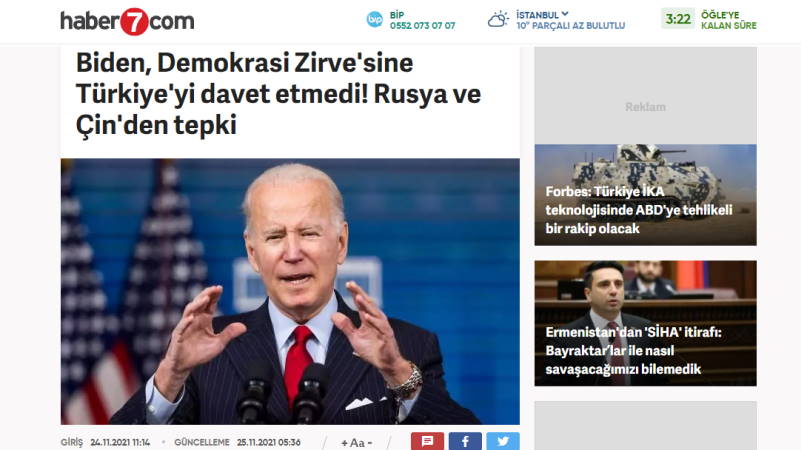 Байден не пригласил Турцию на «Саммит за демократию»!