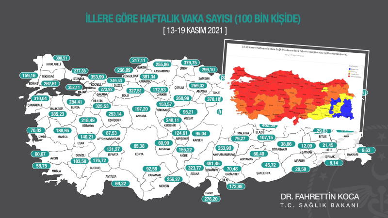 Минздрав Турции: Число красных провинций сокращается