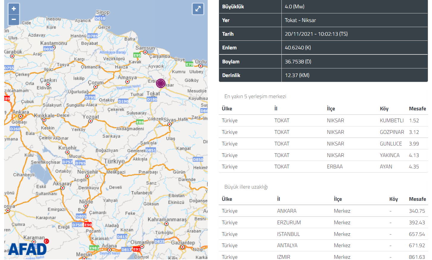 Черноморское побережье Турции ощутило 4-балльное землетрясение