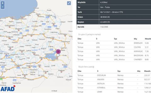 Восток Турции пережил ночью землетрясение 4,9 балла