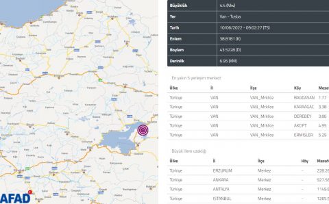 4,4 балла потрясли утром восточную Турцию