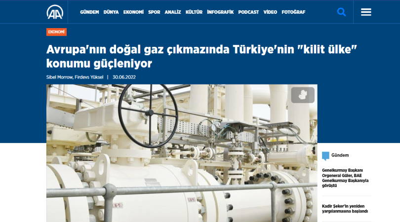 В газовом тупике Европы положение Турции как «ключевой страны» усиливается
